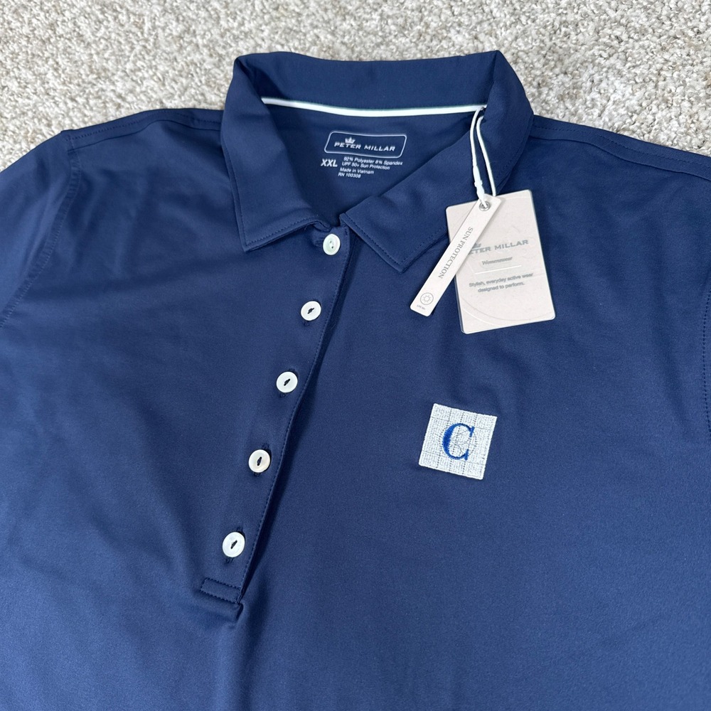 Peter Millar Polo Shirt Womens XXL Navy‎ UPF 50+ Sun Protection Golf Athletic